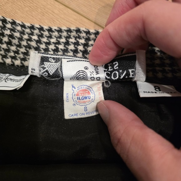 VTG Evan-Picone Saks Fifth Avenue Houndstooth Wool Pencil Skirt Black White 8P - Picture 4 of 11